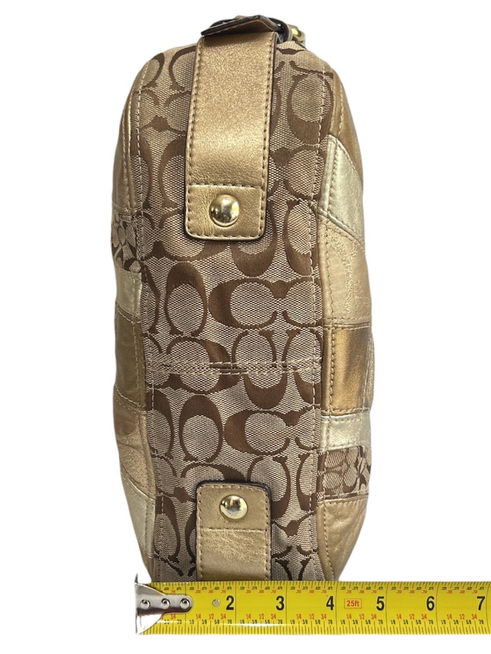 Coach Zoe Patchwork Hobo Bag Medium Brown Khaki Leather Shoulder Retro Y2K - Picture 6 of 16